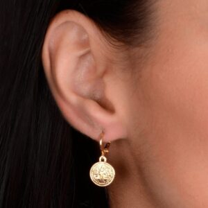 Brinco Medalha Religiosa Ouro 24k