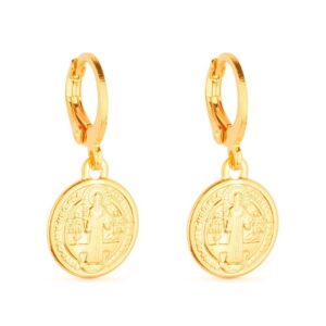 Brinco Medalha Religiosa Ouro 24k