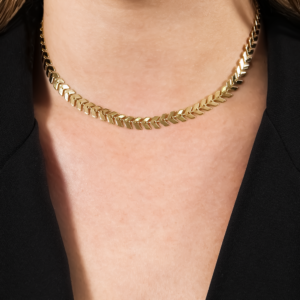 Colar Chocker Escamas Ouro 24K.