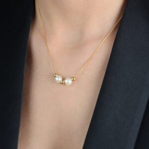 Colar de Pérolas e Esferas Ouro 24k.