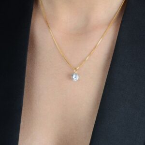 Colar Ponto de Luz Ouro 24k e Zircônia