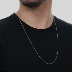 Corrente Masculina Elo Fina Ouro Branco