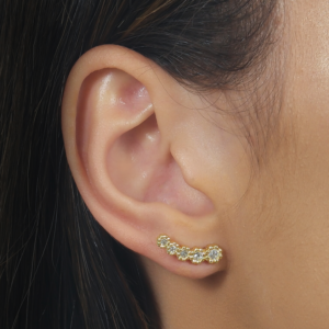 Brinco Ear Cuff Ouro 24k e Zircônia.