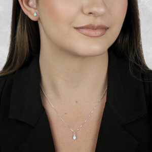 Conjunto de Gota Azul em Prata 925 e Zircônia